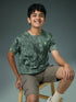 Boys Self Design Slim Fit Crew Neck T-shirt with DOUBLE COOL