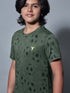 Boys Self Design Slim Fit Crew Neck T-shirt with DOUBLE COOL