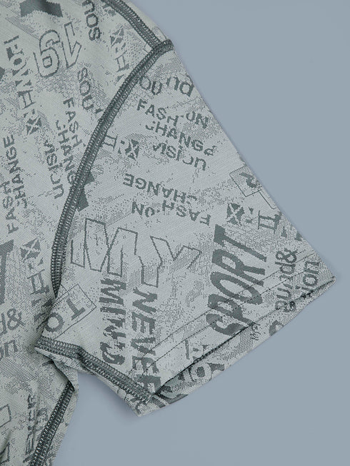 Boys Self Design Slim Fit Crew Neck T-shirt with DOUBLE COOL