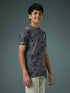Boys Self Design Slim Fit Crew Neck T-shirt with DOUBLE COOL