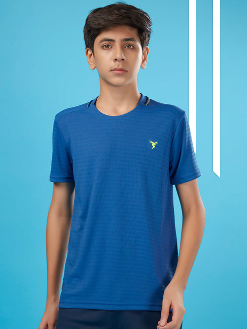 Boys Solid Slim Fit Round Neck T-shirt with TECHNOCOOL+