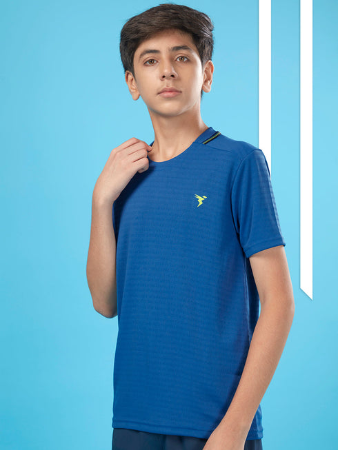 Boys Solid Slim Fit Round Neck T-shirt with TECHNOCOOL+