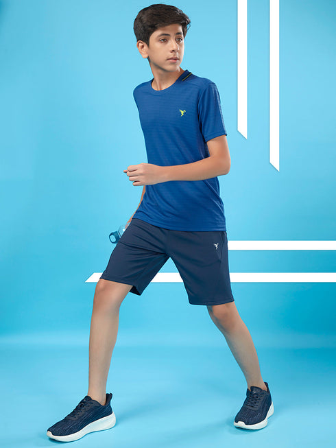 Boys Solid Slim Fit Round Neck T-shirt with TECHNOCOOL+