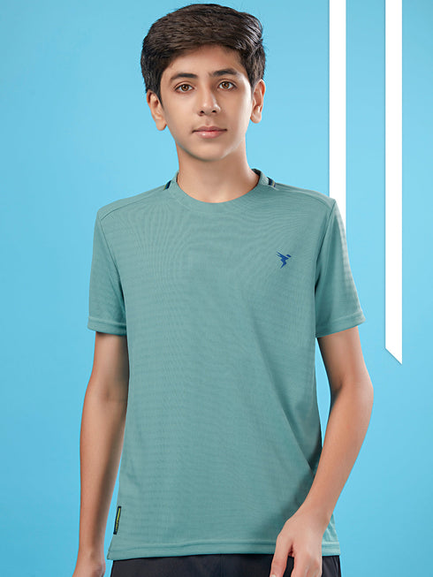 Boys Solid Slim Fit Round Neck T-shirt with TECHNOCOOL+
