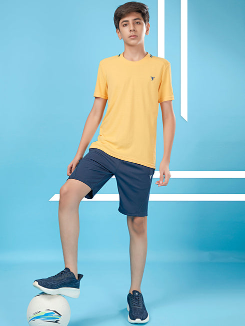 Boys Solid Slim Fit Round Neck T-shirt with TECHNOCOOL+