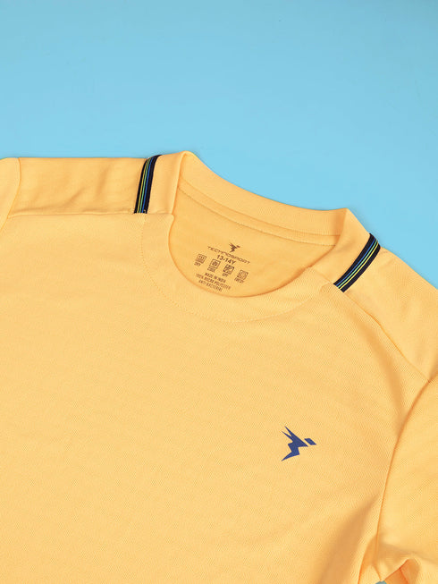 Boys Solid Slim Fit Round Neck T-shirt with TECHNOCOOL+