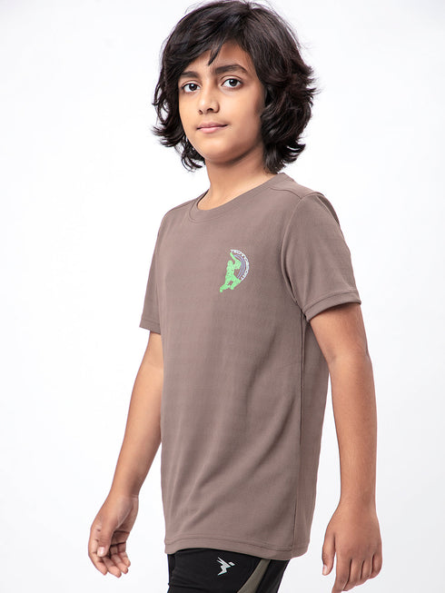Boys Solid Slim Fit Crew Neck T-shirt with DOUBLE COOL
