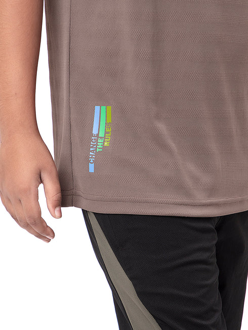 Boys Solid Slim Fit Crew Neck T-shirt with DOUBLE COOL