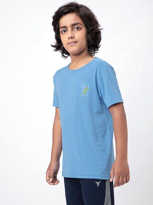 Boys Solid Slim Fit Crew Neck T-shirt with DOUBLE COOL