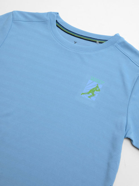 Boys Solid Slim Fit Crew Neck T-shirt with DOUBLE COOL