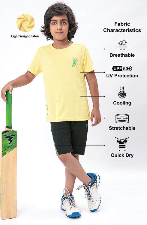 Boys Solid Slim Fit Crew Neck T-shirt with DOUBLE COOL