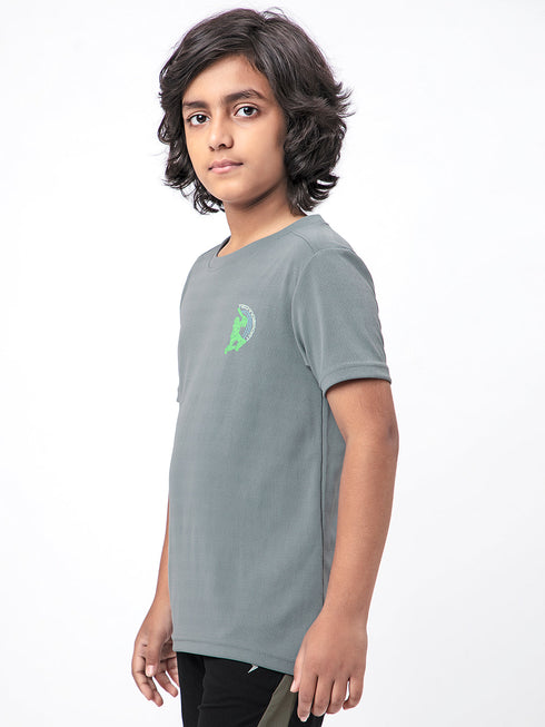 Boys Solid Slim Fit Crew Neck T-shirt with DOUBLE COOL