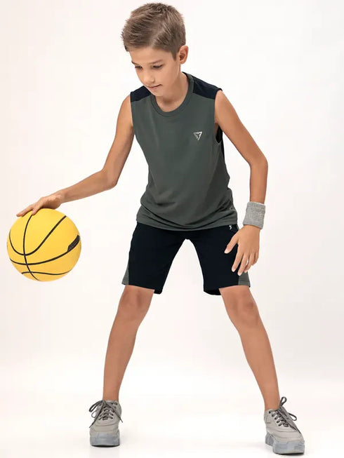 Boys Colorblock Slim Fit Crew Neck T-shirt with TECHNO COOL+