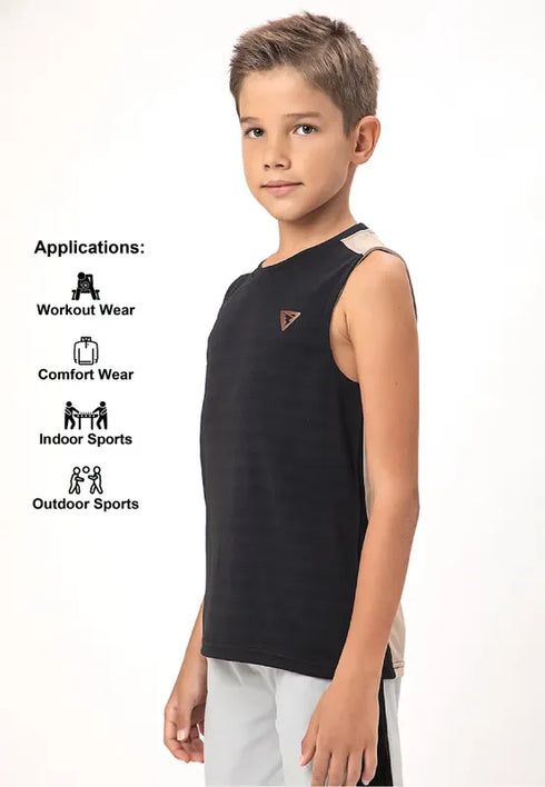 Boys Colorblock Slim Fit Crew Neck T-shirt with TECHNO COOL+