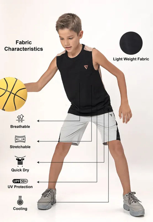 Boys Colorblock Slim Fit Crew Neck T-shirt with TECHNO COOL+