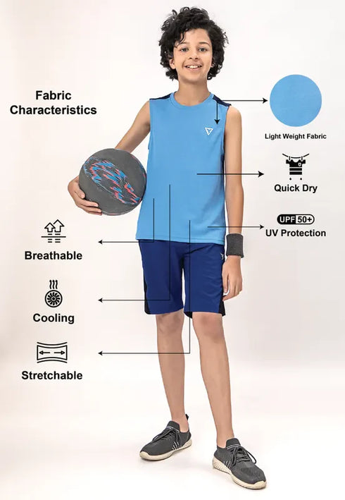 Boys Colorblock Slim Fit Crew Neck T-shirt with TECHNO COOL+