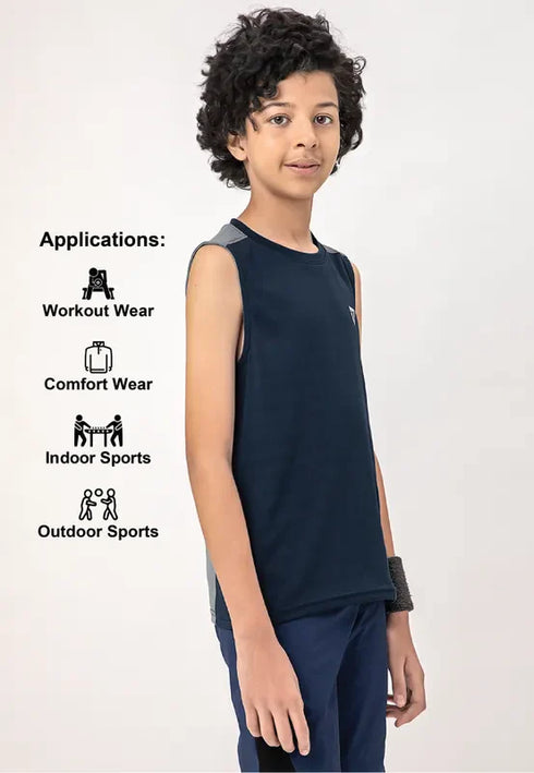 Boys Colorblock Slim Fit Crew Neck T-shirt with TECHNO COOL+