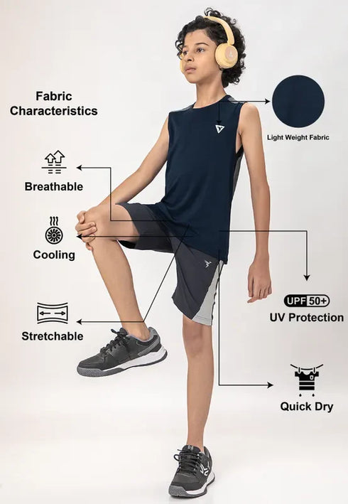 Boys Colorblock Slim Fit Crew Neck T-shirt with TECHNO COOL+