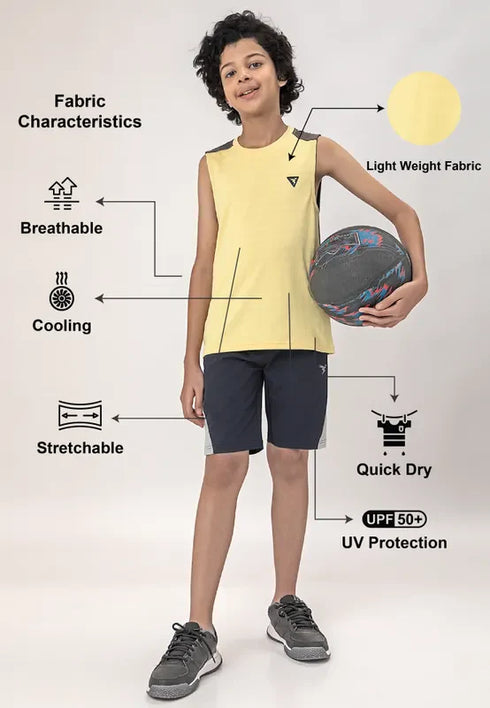 Boys Colorblock Slim Fit Crew Neck T-shirt with TECHNO COOL+