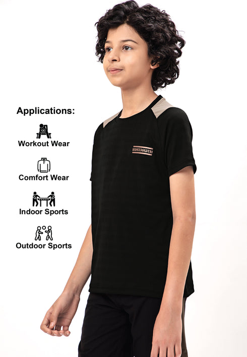 Boys Colorblock Slim Fit Crew Neck T-shirt with TECHNO COOL+