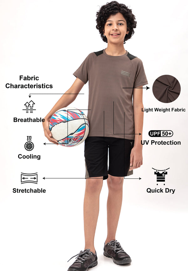 Boys Colorblock Slim Fit Crew Neck T-shirt with TECHNO COOL+