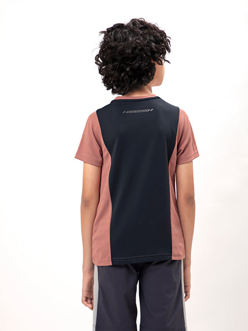 Boys Colorblock Slim Fit Crew Neck T-shirt with TECHNO COOL+