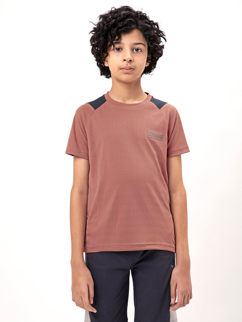 Boys Colorblock Slim Fit Crew Neck T-shirt with TECHNO COOL+