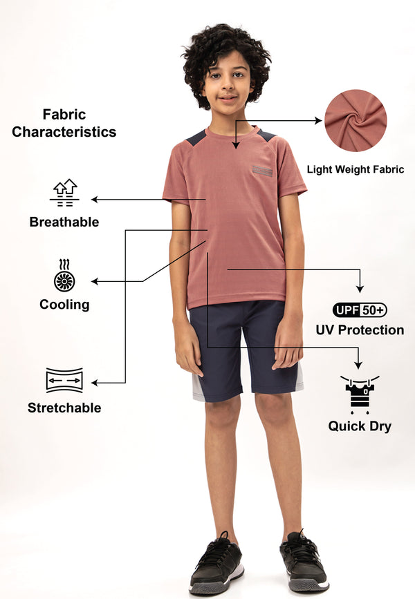 Boys Colorblock Slim Fit Crew Neck T-shirt with TECHNO COOL+