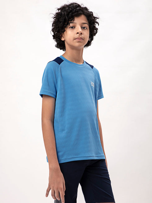 Boys Colorblock Slim Fit Crew Neck T-shirt with TECHNO COOL+