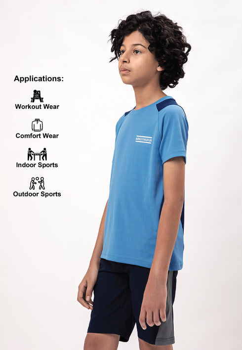 Boys Colorblock Slim Fit Crew Neck T-shirt with TECHNO COOL+