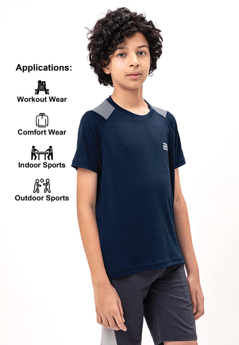 Boys Colorblock Slim Fit Crew Neck T-shirt with TECHNO COOL+