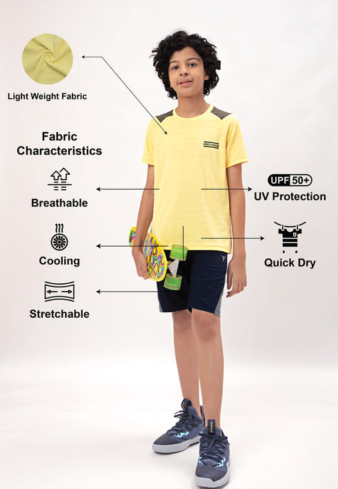 Boys Colorblock Slim Fit Crew Neck T-shirt with TECHNO COOL+