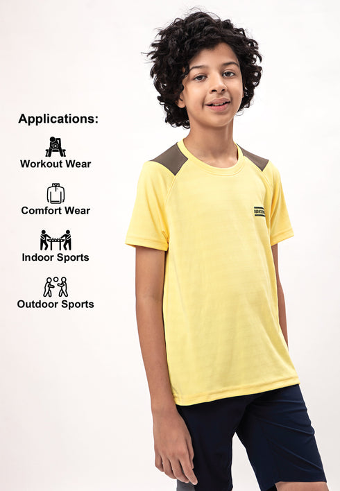 Boys Colorblock Slim Fit Crew Neck T-shirt with TECHNO COOL+