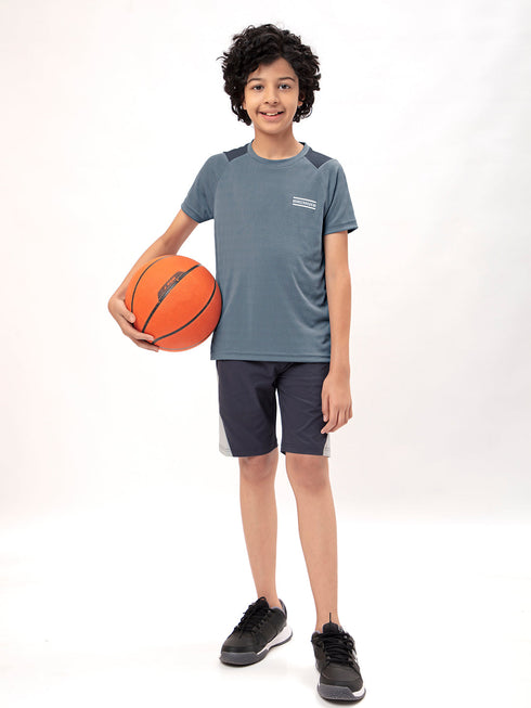 Boys Colorblock Slim Fit Crew Neck T-shirt with TECHNO COOL+