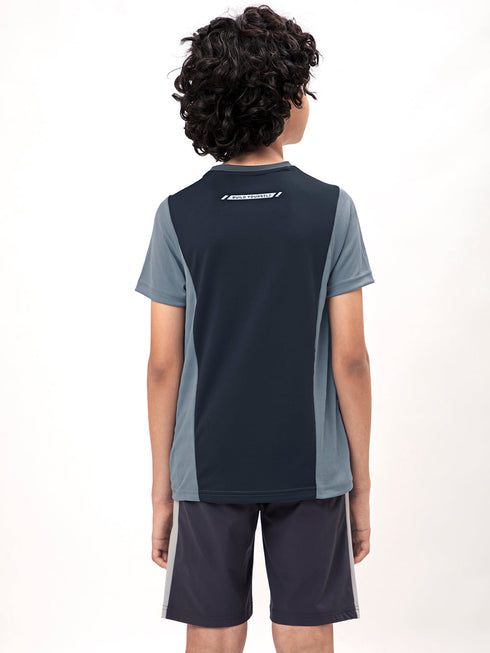 Boys Colorblock Slim Fit Crew Neck T-shirt with TECHNO COOL+