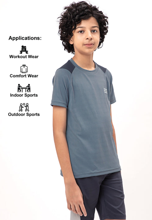 Boys Colorblock Slim Fit Crew Neck T-shirt with TECHNO COOL+