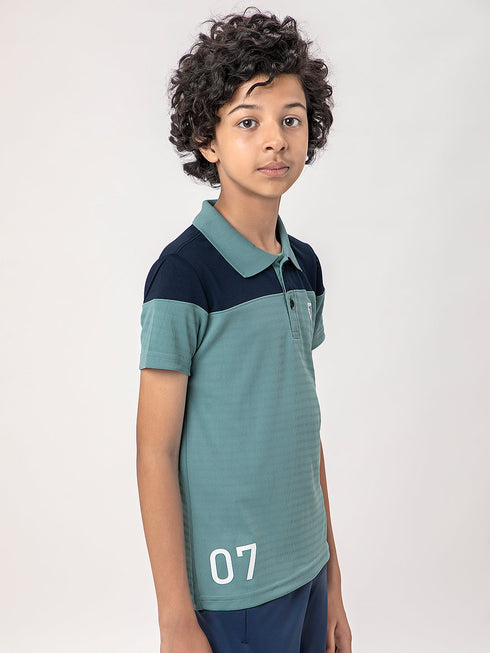Boys Colorblock Slim Fit Polo T-shirt with TECHNOCOOL+