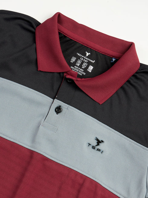 Boys Colorblock Slim Fit Polo Sports T-shirt with TECHNOCOOL+