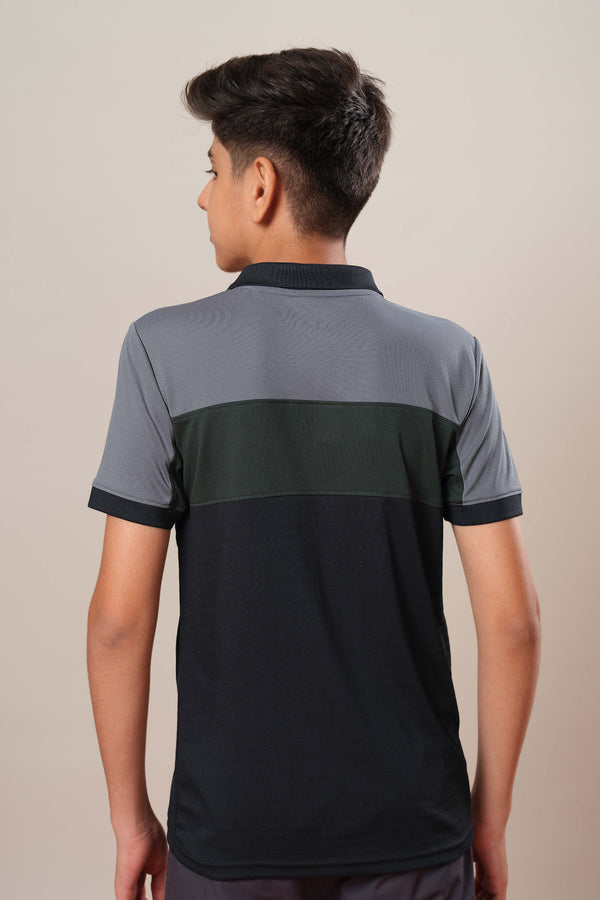 Boys Colorblock Slim Fit Polo Sports T-shirt with TECHNOCOOL+