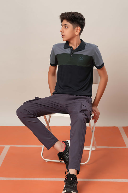 Boys Colorblock Slim Fit Polo Sports T-shirt with TECHNOCOOL+