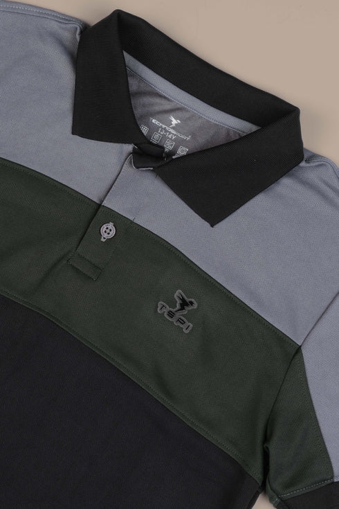 Boys Colorblock Slim Fit Polo Sports T-shirt with TECHNOCOOL+