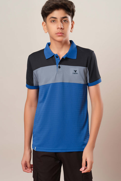 Boys Colorblock Slim Fit Polo Sports T-shirt with TECHNOCOOL+