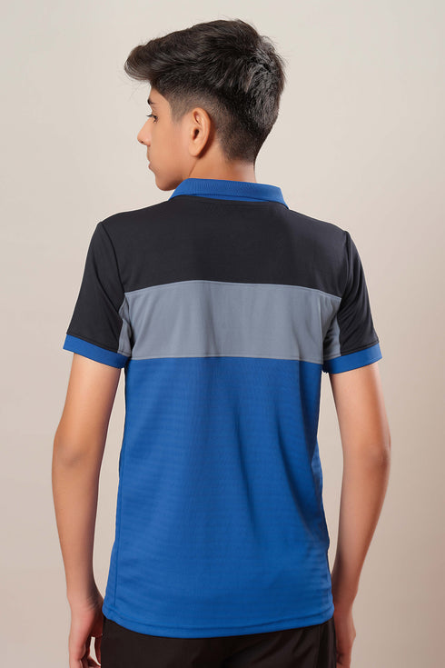 Boys Colorblock Slim Fit Polo Sports T-shirt with TECHNOCOOL+