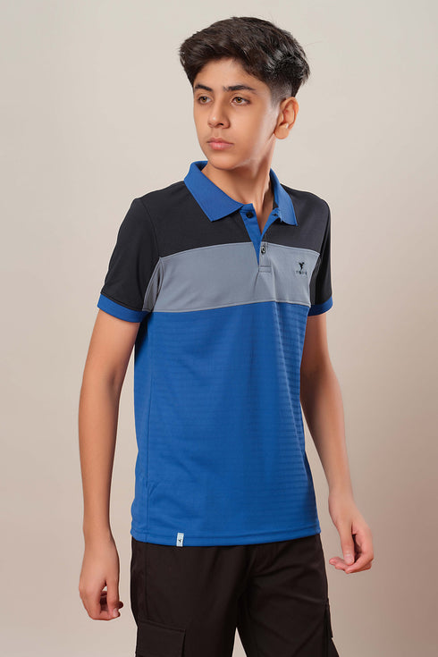 Boys Colorblock Slim Fit Polo Sports T-shirt with TECHNOCOOL+