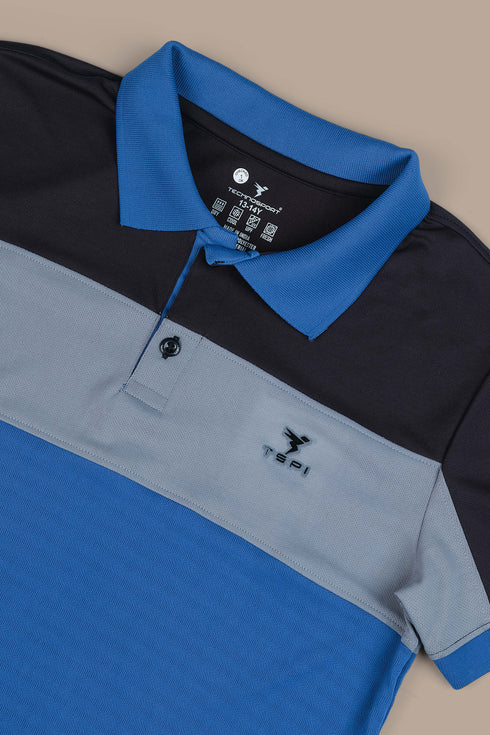 Boys Colorblock Slim Fit Polo Sports T-shirt with TECHNOCOOL+