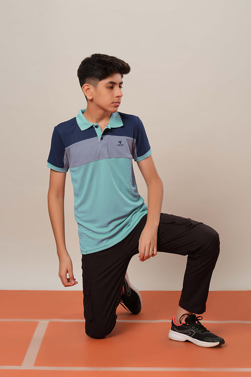 Boys Colorblock Slim Fit Polo Sports T-shirt with TECHNOCOOL+