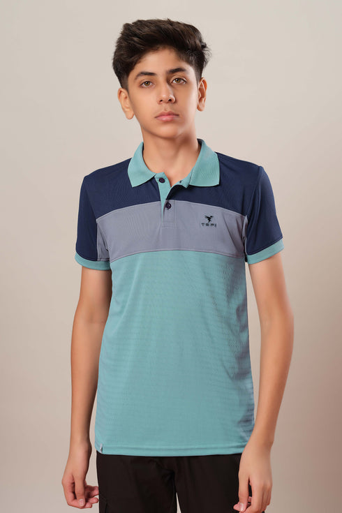 Boys Colorblock Slim Fit Polo Sports T-shirt with TECHNOCOOL+