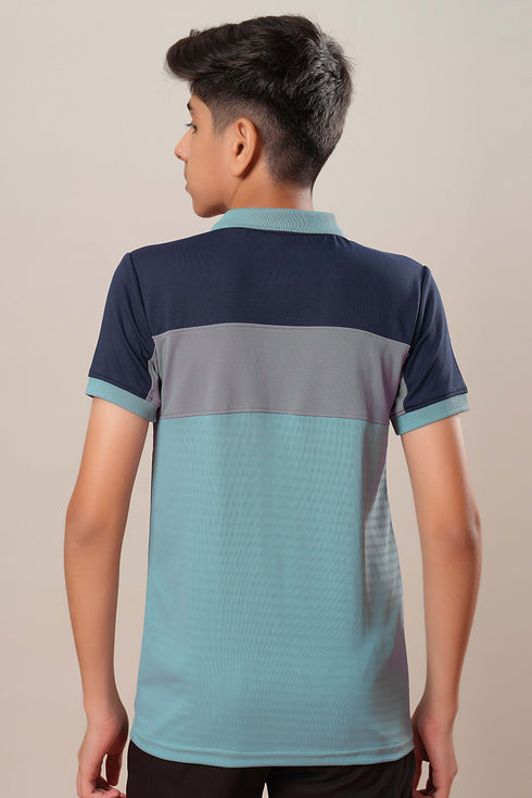 Boys Colorblock Slim Fit Polo Sports T-shirt with TECHNOCOOL+