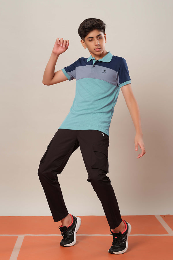 Boys Colorblock Slim Fit Polo Sports T-shirt with TECHNOCOOL+