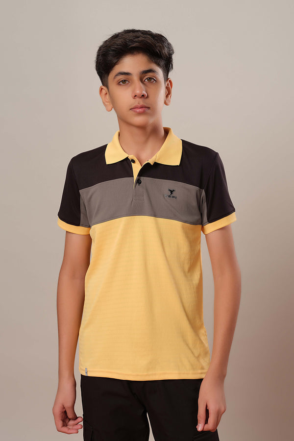 Boys Colorblock Slim Fit Polo Sports T-shirt with TECHNOCOOL+